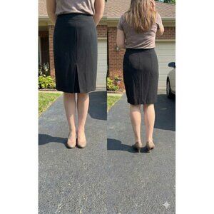 Michele Vintage Black Pencil Skirt Size 12 Lined Career High Waist Front Slit